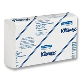 Kleenex Slimfold полотенца 2160/уп. Белые, 1 слой, 7.5" x 11.6". Прочные, абсорбирующие.