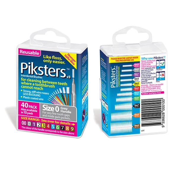 Piksters Interdental Brushes - #5 Blue Handle, 40/Pk. Effectively cleans