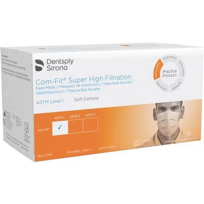 Mascarilla Com-Fit ComFit de alta filtración y resistencia a fluidos, azul, con lazo.
