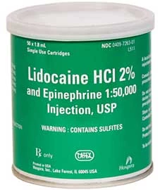ODS Lidocaína HCL 2% com Epinefrina 1:50.000 Anestésico Local, Caixa com 50 unidades.