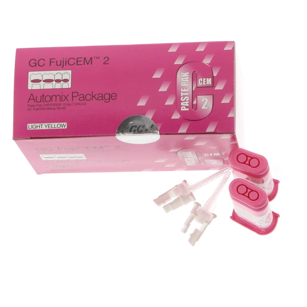GC FujiCEM 2 Automix упаковка: 2 - 7,2 мл (13,3 г) картриджа и 42 смешивающих наконечника.
