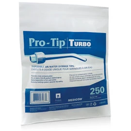 Puntas de jeringa de aire/agua Pro-Tip Turbo 250, de un solo uso. Cámara dual única.