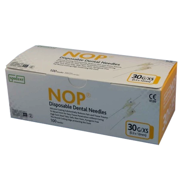 Agujas dentales desechables Spident de 30 gauge X-Cortas (0.3X12mm) Caja de 100.