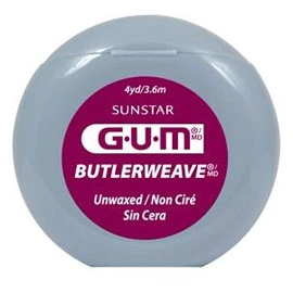 GUM ButlerWeave Unwaxed Unflavored Dental Floss, Box of 144 Dispensers, 4 yard GUM ButlerWeave Unwaxed Unflavored Dental Floss, Box of 144 Dispensers, 4 yard