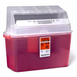 Contenitore per rifiuti taglienti Medline Biohazard per pazienti 1 Gallone 14/Scatola. Coperchio non tortuoso.