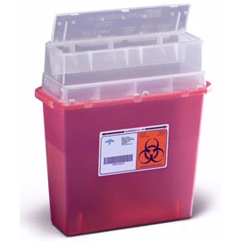 Contenedor de desechos punzocortantes para pacientes Medline de 2 galones (cada uno). Tapa no tortuosa.