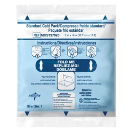 Medline 4.75" x 6.25" Standard Instant Cold Pack 50/Cs. Fold to Activate