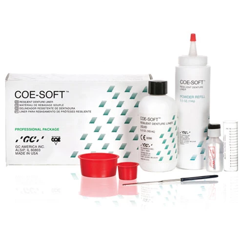 Paquete Profesional Coe-Soft. Material de rebase blando para dentaduras, autocurado.
