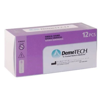 DemeSORB 3/0, 30" (75 см) шовный материал из полигликолевой кислоты фиолетового цвета с круглым телом.