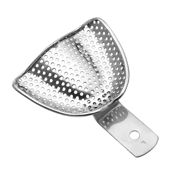Prótesis dental completa superior grande ProDent USA, impresión de acero inoxidable perforado.