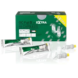 Capsule Fuji IX GP Extra GC A1 48/Pk. Ionomero di vetro rinforzato con resina, impacchettabile.