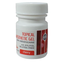 Gel anestésico tópico ADS - CEREZA, frasco de 1 oz. Benzocaína 20%, de acción rápida.