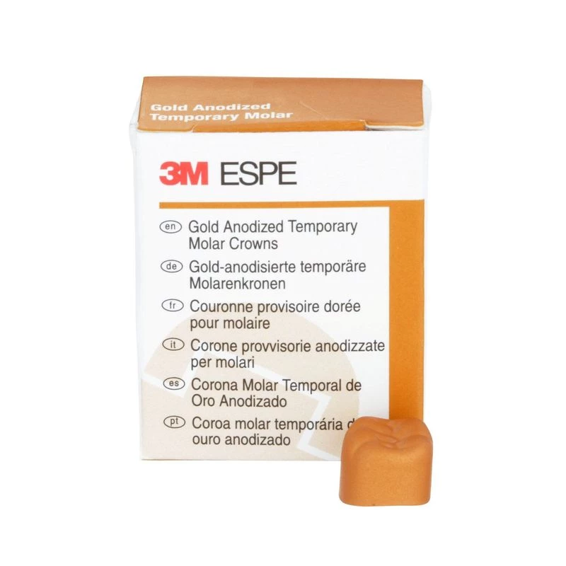 3M ESPE #4 Corona Temporal Anodizada de Oro para Primer Molar Inferior Izquierdo, Caja de 5.