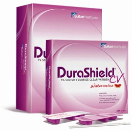 DuraShield CV Barniz Claro Sandía 50/Caja. Barniz de Fluoruro de Sodio al 5%. Siguiente.