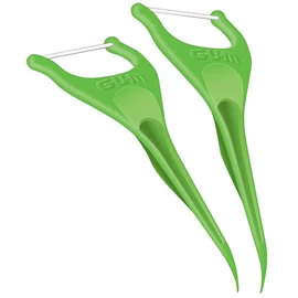 GUM Eez-Thru Angled Flossers 2 per pack, box of 48 packs. Floss slides easily