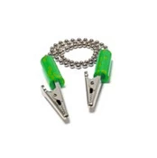 Soporte para babero de marca propia con cadena de metal y clips de metal con plástico VERDE.