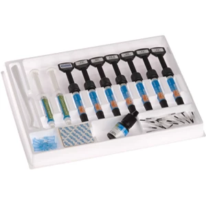 Alpha-Dent светополимерный гибридный композит, набор из 7 шприцов A3.5 с адгезивным травителем.