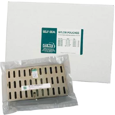 Saco de esterilización SPS Medical 4" x 10", calor seco 100/unid. Auto-sellado, todo de nylon.