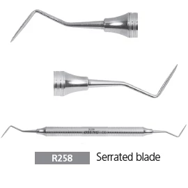 Osung R258 gezahnte Klinge Dental-Periotome. Diese Periotome haben dünne, scharfe Klingen.