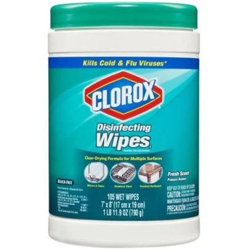 Salviette Disinfettanti Clorox 105/Confezione. 7" x 8" (17cm x 19cm) Pre-inumidite, Fresche.