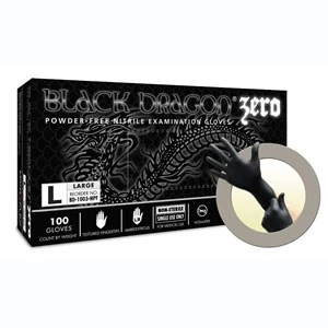 Black Dragon Zero Nitrile Exam Gloves: MEDIUM Powder-Free 100/Bx