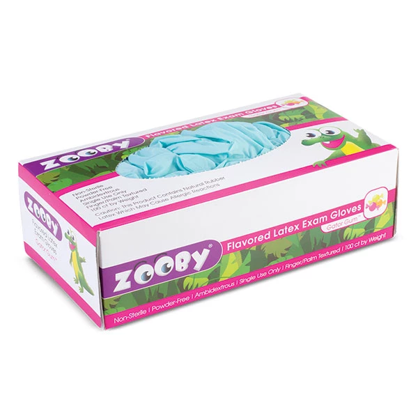 Zooby Latex-Untersuchungshandschuhe: Gator Gum Duft und Geschmack, MITTEL, puderfrei