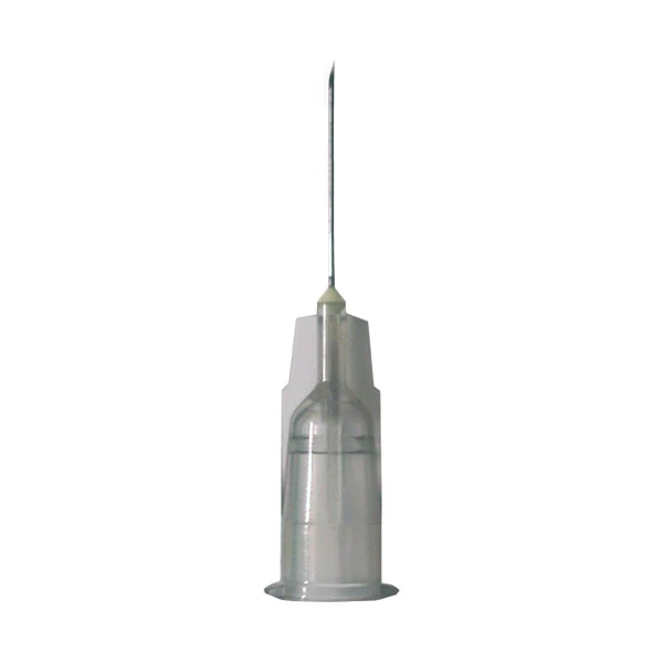 Aguja hipodérmica EXELINT International 27G x 1/2" con bisel regular, 100/unidad. Gris.