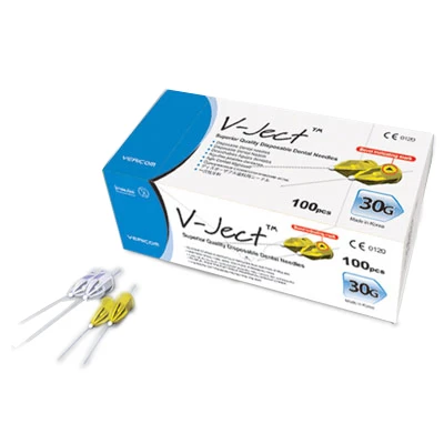 V-Ject 30 gauge Long Disposable Dental Needles (0.3 X 25mm) with color-coded