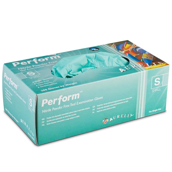 Aurelia Perform Nitrile Gloves: MEDIUM 200/Bx. Powder-Free, Textured