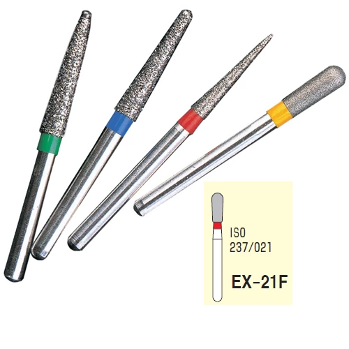Боры алмазные Osung FG EX-21 грушевидные многофункциональные, мелкая зернистость, упаковка из 5 бор.