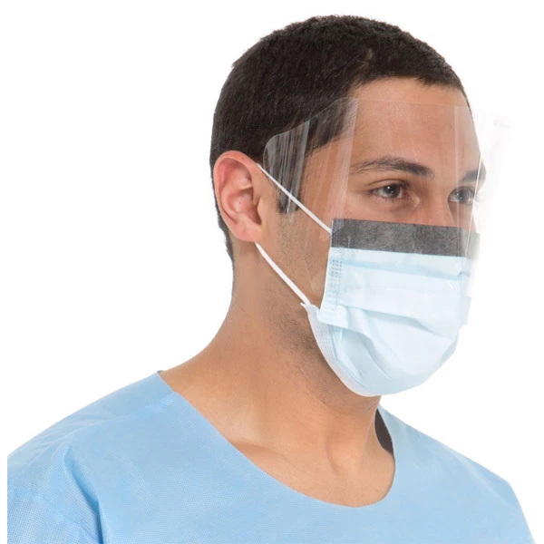 FluidShield Level 2 Fog-Free Mask with WrapAround Visor, Blue 25/Bx. Fluid