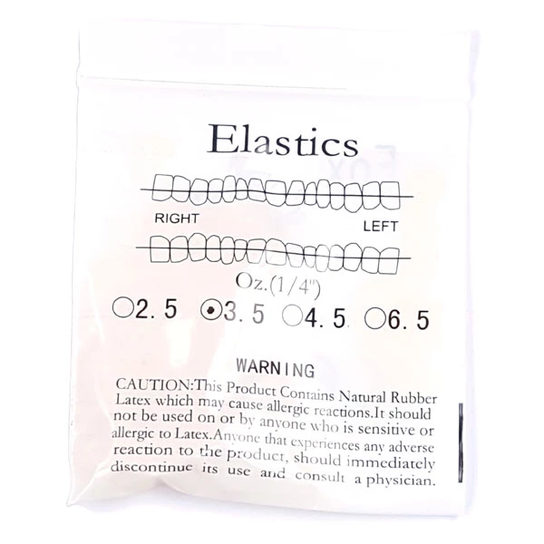 Elastici ortodontici intra-orali OrthoExtent forza media 3,5 oz x 1/4". 50 sacchetti.