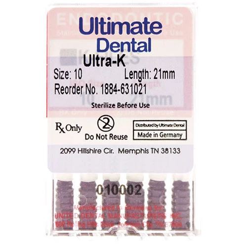Ultra-K Archivos 25mm #45 6/Caja. Acero Inoxidable