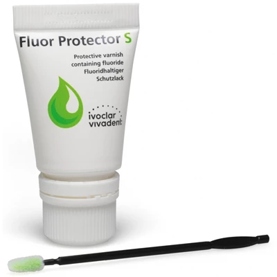 Fluor Protector S, tubo de barniz protector con flúor de protección superior. Fluor Protector S, tubo de barniz protector con flúor de protección superior.