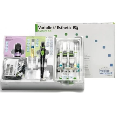 Kit de lápiz de cemento adhesivo de curado dual Variolink Esthetic DC, luting a base de resina.
