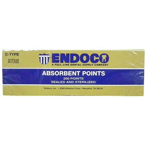 Puntos de papel absorbente Endoco, cónicos, tipo C - Gruesos. Paquete de celda de 200 puntos. Puntos de papel absorbente Endoco, cónicos, tipo C - Gruesos. Paquete de celda de 200 puntos.