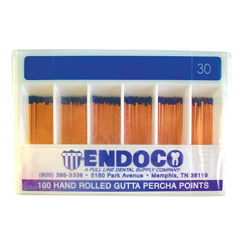 Puntos de Gutta Percha Verde Endoco #35, enrollados a mano 100/caja.