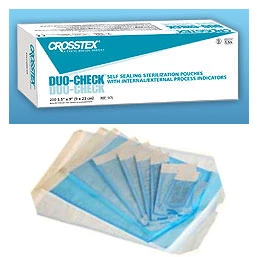 Duo-Check 8" x 16" Triple Seal Paper/Blue Film Sterilization Pouch with Color