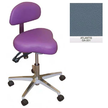 Sgabello per igienista Galaxy con supporto lombare - Colore Atlantis. Con movimento a 2 vie.