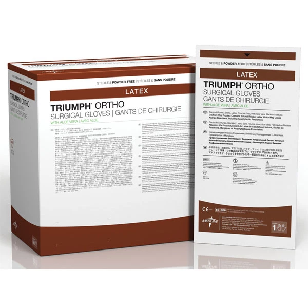 Guanti chirurgici sterili in lattice Triumph Ortho - 6.0, 50 paia/box. Con Aloe Vera.