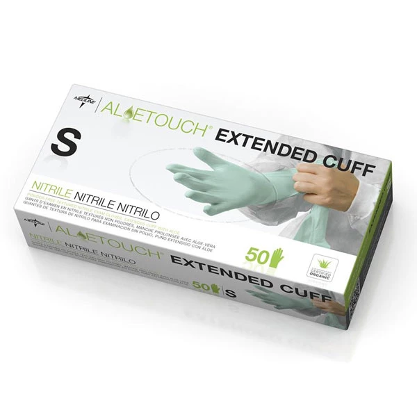 Aloetouch Extended Cuff Nitrile Exam Gloves - X-LARGE 50/Box. Powder-Free