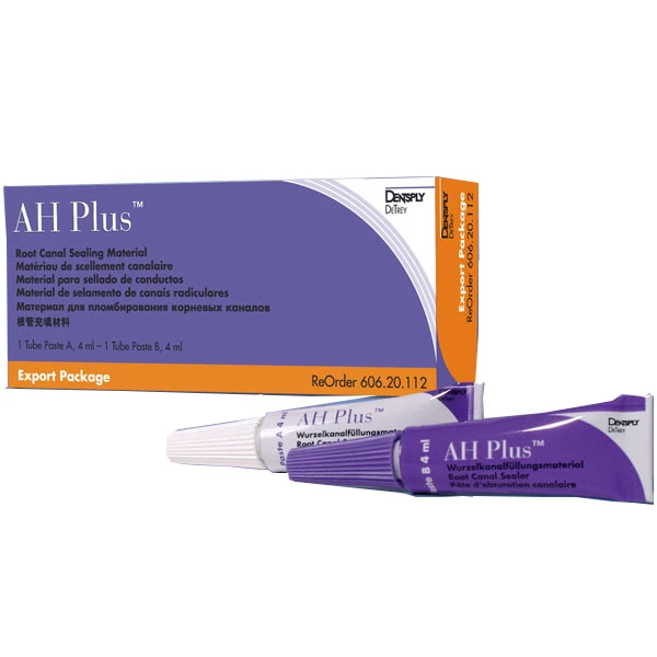 Paquete de exportación de sellador de conductos radiculares AH Plus. Kit completo: 1 tubo de pasta de 4 mL.
