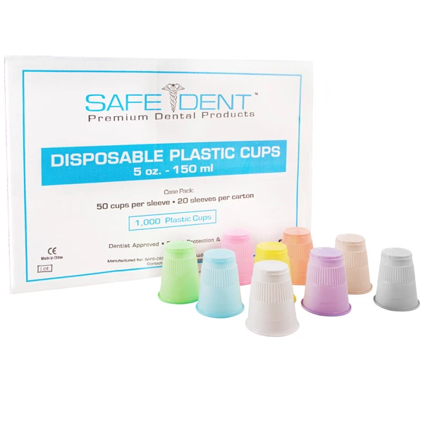Safe-Dent Blue 5 oz. Plastikbecher, gerippte Ausführung, Karton mit 1000 Stück. Passt in 50 Becher.