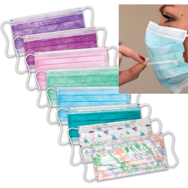 Mascarillas ArchAway Double-Seal con lazo para orejas - MORADO 50/paquete. Alambre de plástico en el medio.