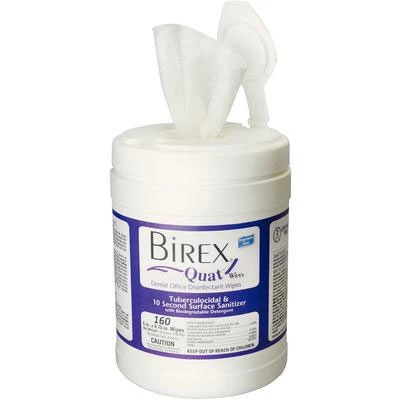 Birex Quat Wipes 6" x 6.75" 160/Can. Cleaner, Disinfectant, Deodorizer