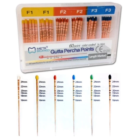 Meta Gutta Percha Points, Length Marked #25, 100/Sliding Package. Made