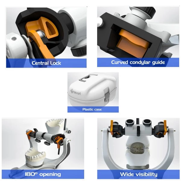 Articulador A7 Plus con arco facial estándar semi-ajustable (tipo Arcon)