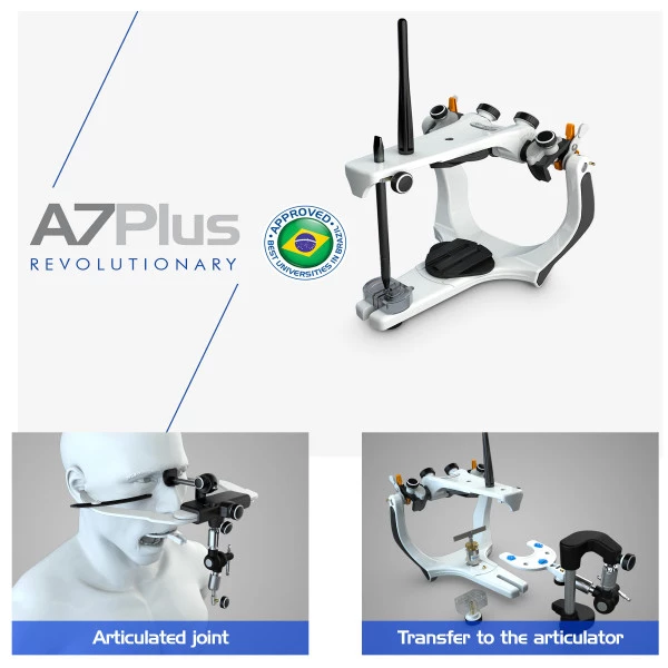 Articulador A7 Plus con arco facial estándar semi-ajustable (tipo Arcon)