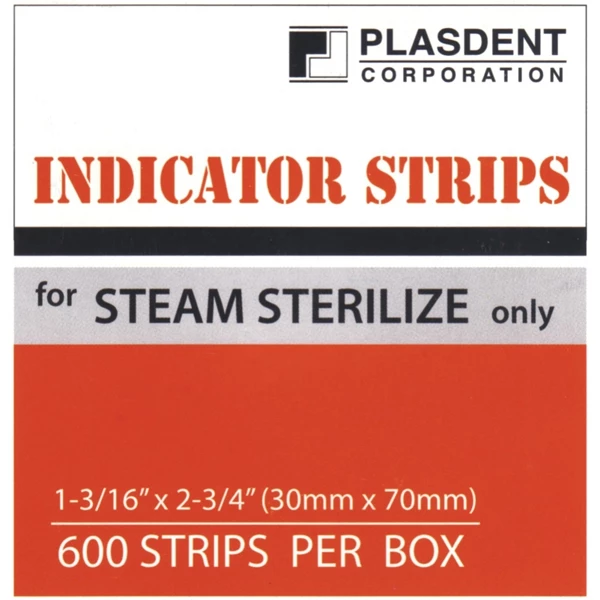 Plasdent Indicator Strips, for Steam Sterilize Only, 600/Bx. 1-3/16" x 2-3/4"