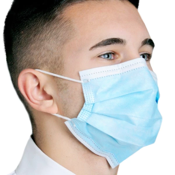 Máscara facial de bucle para oído ASTM Nivel 2, PFE/BFE ≥ 98%, azul, 50 por paquete.